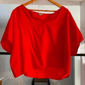 Cremieux Red Crop Blouse